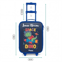 Dinosaurus - Groen - Raket - Sterrenhemel Kinderkoffer - Blauw klein -productfoto_formaten