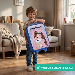 Meisje - Eenhoorn - Glitter Kinderkoffer - Blauw klein -sfeer2_NL