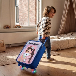 Meisje - Eenhoorn - Glitter Kinderkoffer - Blauw klein -sfeer1