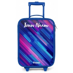 Neon - Strepen - Abstract - Blauw - Roze Kinderkoffer - Blauw klein -zz3dotto