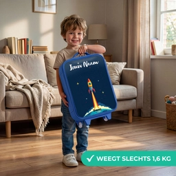 Planeet - Raket - Sterren - Donkerblauw Kinderkoffer - Blauw klein -sfeer2_NL