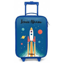 Raket - Planeet - Sterren - Veelkleurig Kinderkoffer - Blauw klein -zz3dotto