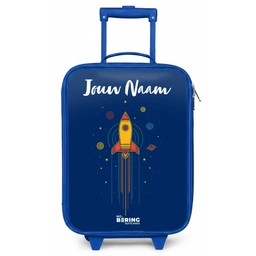 Raket - Planeten - Sterren Kinderkoffer - Blauw klein -zz3dotto