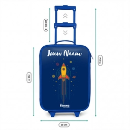 Raket - Planeten - Sterren Kinderkoffer - Blauw klein -productfoto_formaten