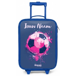 Voetbalvibes -  Verf - Roze - Blauw Kinderkoffer - Blauw klein -zz3dotto