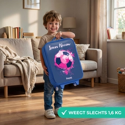 Voetbalvibes -  Verf - Roze - Blauw Kinderkoffer - Blauw klein -sfeer2_NL