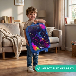 Neon actievolle voetbalspeler Kinderkoffer - Blauw klein -sfeer2_NL