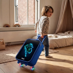Neon silhouet van een chimpansee Kinderkoffer - Blauw klein -sfeer1