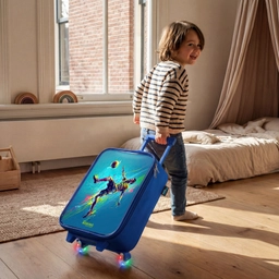 Neon - Voetbal - Schop - Kleurrijk Kinderkoffer - Blauw klein -sfeer1