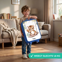 Schommelend tijgerwelpje waterverf tekening Kinderkoffer - Blauw klein -sfeer2_NL