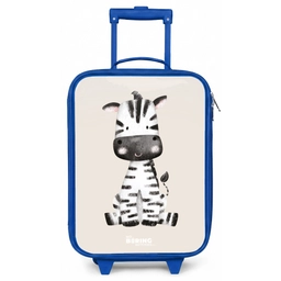 Zebra portrettekening met beige achtergrond Kinderkoffer - Blauw klein -zz3dotto