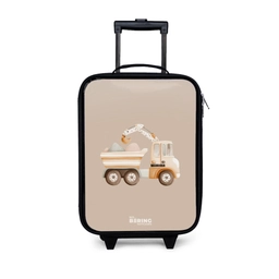 Gele kiepwagen in neutrale kleuren Kinderkoffer - Zwart klein -3d