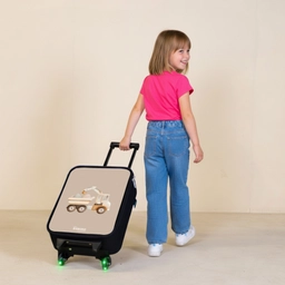 Gele kiepwagen in neutrale kleuren Kinderkoffer - Zwart klein -sfeer1