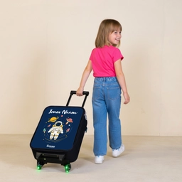 Astronaut - Planeet - Sterren - Raket Kinderkoffer - Zwart klein -sfeer1
