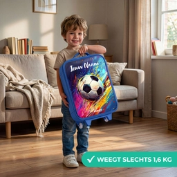 Neon - Voetbal - Kleurrijk Kinderkoffer - Blauw klein -sfeer2_NL
