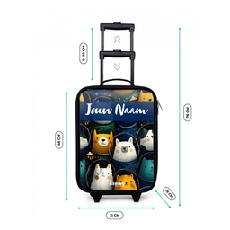 Dieren - Sterren - Planeten - Astronaut Kinderkoffer - Zwart klein -productfoto_formaten