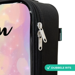 Eenhoorn - Glitters - Regenboog - Pastel Kinderkoffer - Zwart klein -rits_NL