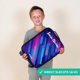 Neon - Strepen - Abstract - Blauw - Roze Kinderkoffer - Zwart klein -sfeer4_NL