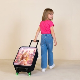 Prinses - Roze - Kasteel Kinderkoffer - Zwart klein -sfeer1