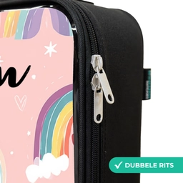 Regenboog - Patroon - Pastel Kinderkoffer - Zwart klein -rits_NL