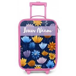 Bloemen - Patroon - Blauw Kinderkoffer - Roze klein -zz3dotto