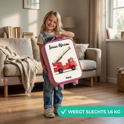 Brandweerwagen - Getekend - Rood Kinderkoffer - Roze klein -sfeer2_NL