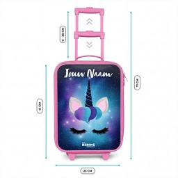Eenhoorn - Sterren - Blauw Kinderkoffer - Roze klein -productfoto_formaten