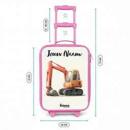 Graafmachine - Getekend - Oranje Kinderkoffer - Roze klein -productfoto_formaten