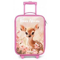 Hertje - Bloemen - Stippen - Roze Kinderkoffer - Roze klein -zz3dotto
