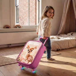Hertje - Bloemen - Stippen - Roze Kinderkoffer - Roze klein -sfeer1