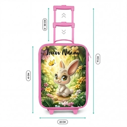 Konijn - Zonlicht - Sprookjesachtig - Vlinder Kinderkoffer - Roze klein -productfoto_formaten