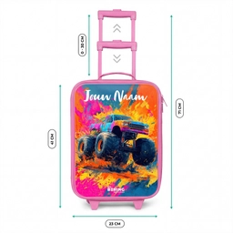 Monstertruck - Abstract - Verfspatten - Kleurrijk Kinderkoffer - Roze klein -productfoto_formaten