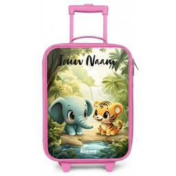 Olifant - Tijger - Bos - Jungle Kinderkoffer - Roze klein -zz3dotto