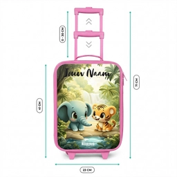 Olifant - Tijger - Bos - Jungle Kinderkoffer - Roze klein -productfoto_formaten