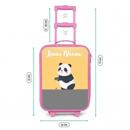 Panda - Step - Geel Kinderkoffer - Roze klein -productfoto_formaten