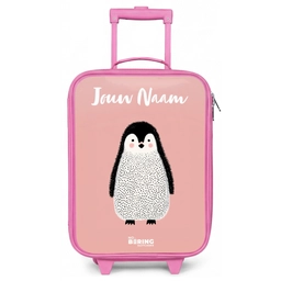 Pinguïn - Stippen - Roze - Minimalistisch Kinderkoffer - Roze klein -zz3dotto