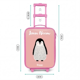 Pinguïn - Stippen - Roze - Minimalistisch Kinderkoffer - Roze klein -productfoto_formaten