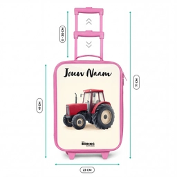 Tractor - Getekend - Rood Kinderkoffer - Roze klein -productfoto_formaten