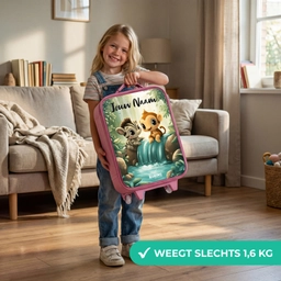 Zebra - Aapje - Waterval - Rotsen Kinderkoffer - Roze klein -sfeer2_NL