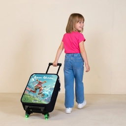 Stadion - Voetballer - Bal - Elektrisch Kinderkoffer - Zwart klein -sfeer1