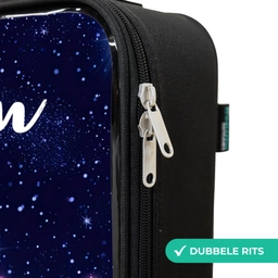 Sterren - Galaxy - Blauw - Roze Kinderkoffer - Zwart klein -rits_NL