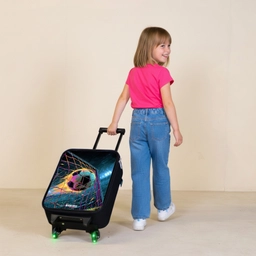Neon - Net - Voetbal - Kleurrijk Kinderkoffer - Zwart klein -sfeer1