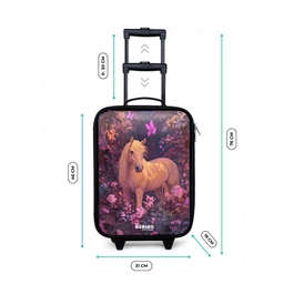 Paard - Bloemen - Paars - Vlinder Kinderkoffer - Zwart klein -productfoto_formaten