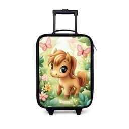 Paard - Bloemen - Vlinders Kinderkoffer - Zwart klein -3d