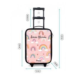 Regenbogen op een roze achtergrond Kinderkoffer - Zwart klein -productfoto_formaten