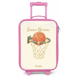 Basketbal in neutrale kleuren Kinderkoffer - Roze klein -zz3dotto