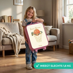 Basketbal in neutrale kleuren Kinderkoffer - Roze klein -sfeer2_NL
