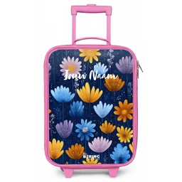 Bloemen op een donkerblauwe achtergrond Kinderkoffer - Roze klein -zz3dotto
