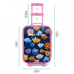 Bloemen op een donkerblauwe achtergrond Kinderkoffer - Roze klein -productfoto_formaten