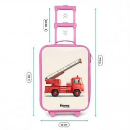 Brandweerwagen - Getekend - Rood Kinderkoffer - Roze klein -productfoto_formaten
